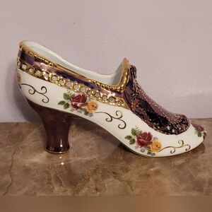 Vintage KPM Victorian Elegant Floral Porcelain Shoe Decor